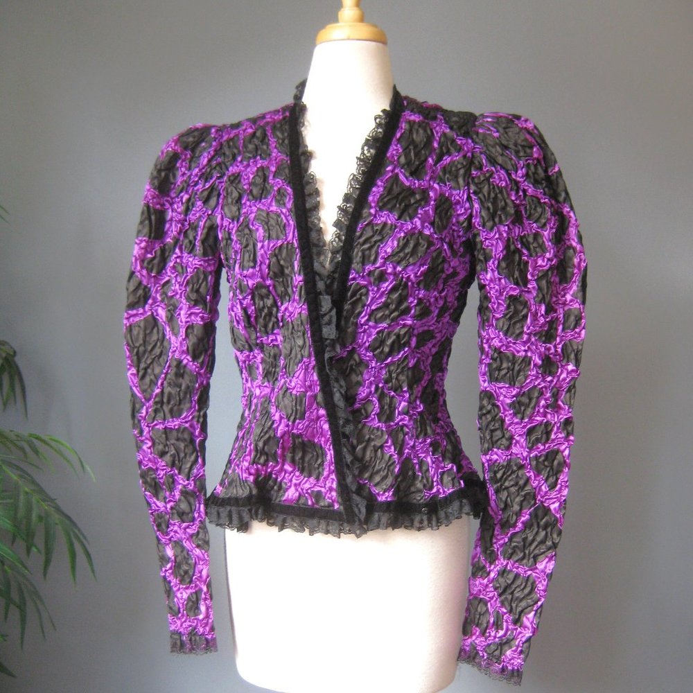 Purple Evening Jacket / Vtg 80s / Extravagant Bubble Jacket by Farinae